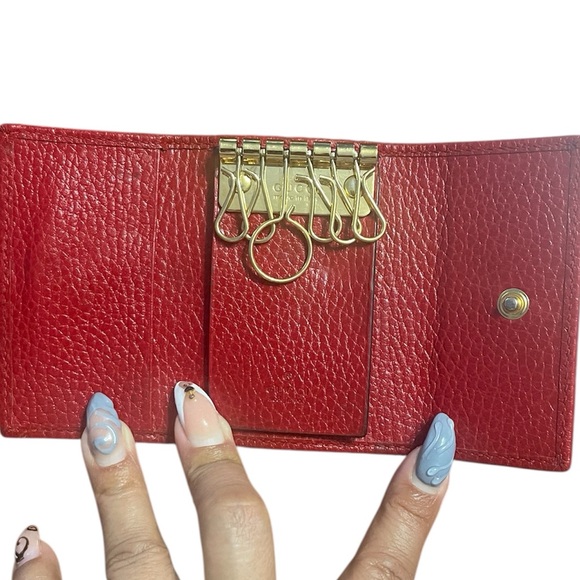Women’s Authentic EUC Red Gucci Marmont 6 Ring Leather Key Case - Picture 4 of 9